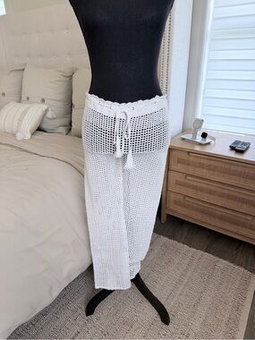 White Crochet Beach Cover-Up Pants